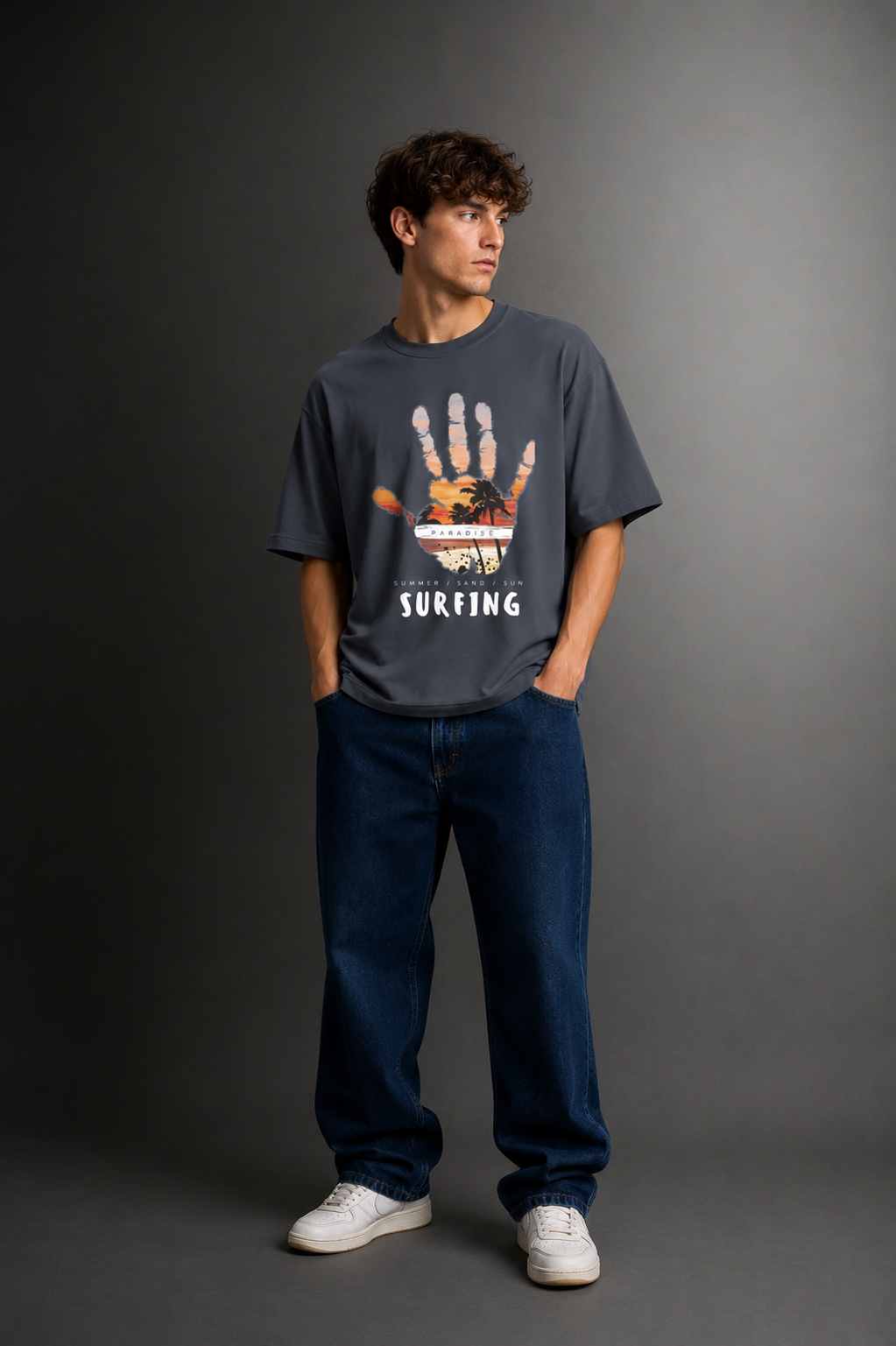 Men's Drop Shoulder Front Printed T-Shirt | Graphic Tee | OUTPUFF