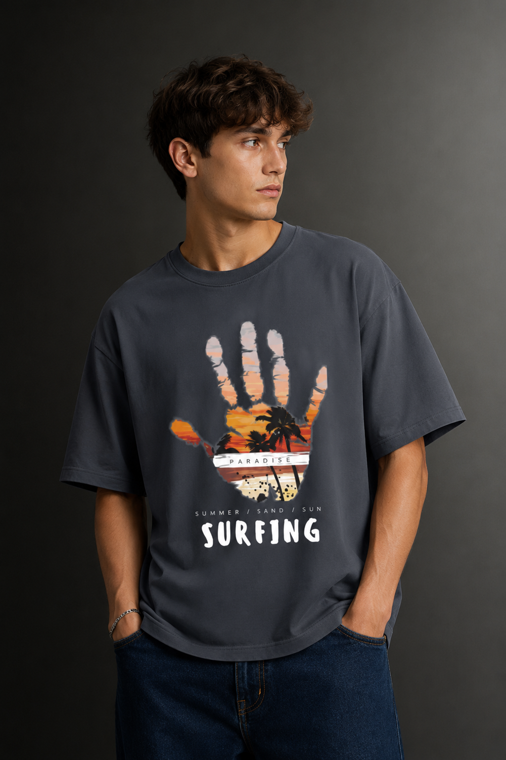 Men's Drop Shoulder Front Printed T-Shirt | Graphic Tee | OUTPUFF