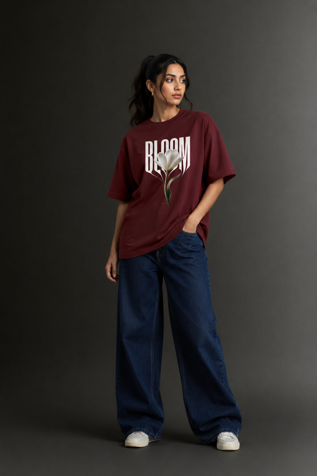 Women Drop Shoulder Front Printed T-Shirt | OUTPUFF