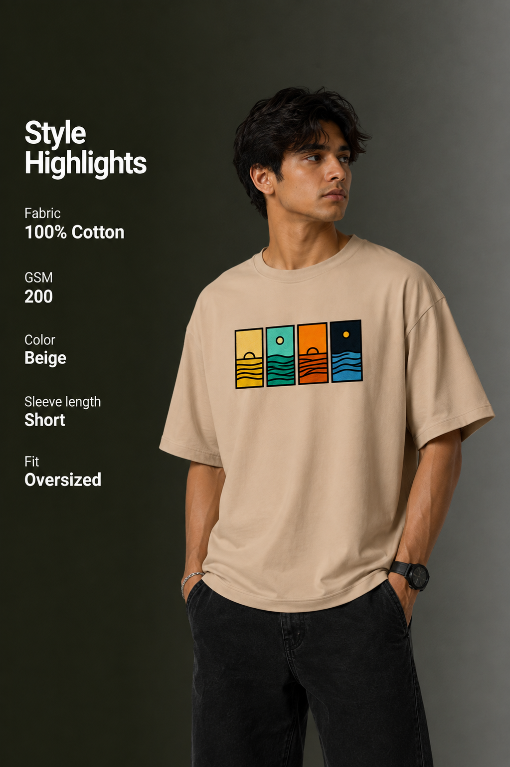 Men's Drop Shoulder Front Printed T-Shirt | Graphic Tee | OUTPUFF