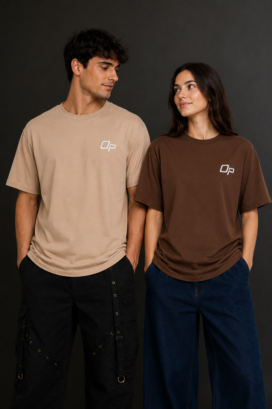 Couple Plain Drop Shoulder T-Shirt | OUTPUFF