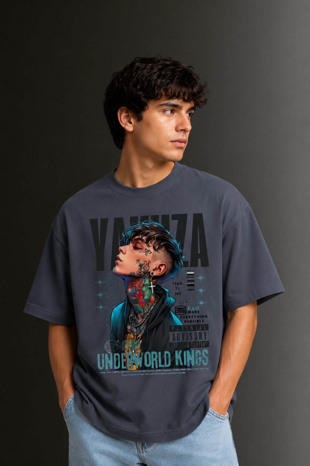 Men's Drop Shoulder Front Printed T-Shirt | Graphic Tee | OUTPUFF