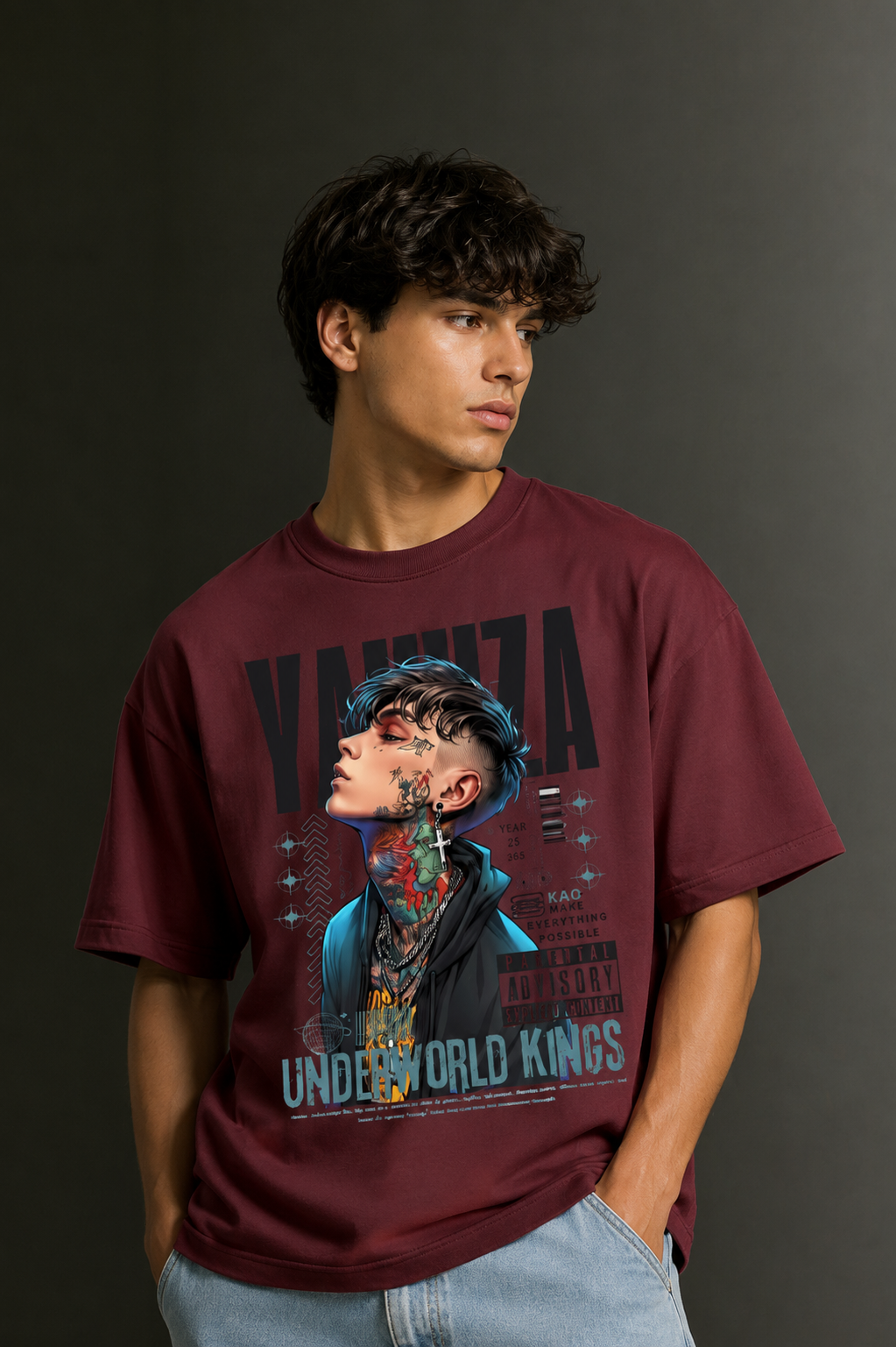 Men's Drop Shoulder Front Printed T-Shirt | Graphic Tee | OUTPUFF