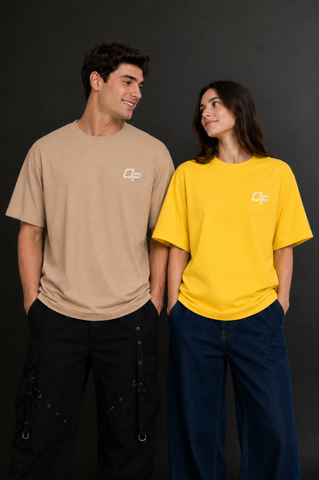 Couple Plain Drop Shoulder T-Shirt | OUTPUFF