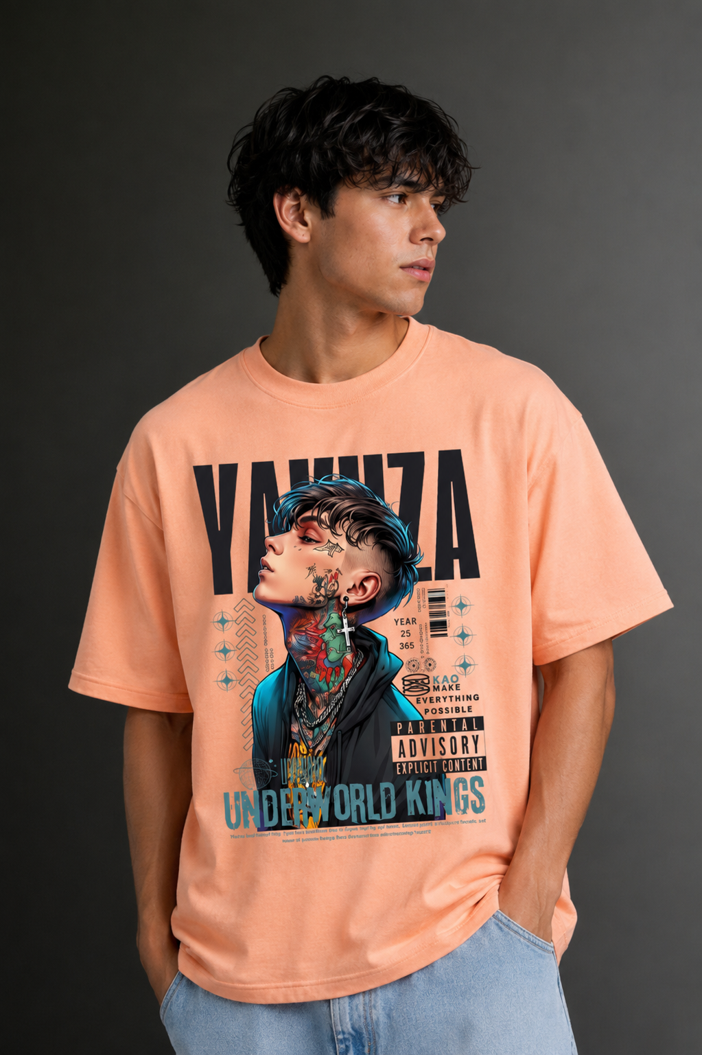 Men's Drop Shoulder Front Printed T-Shirt | Graphic Tee | OUTPUFF