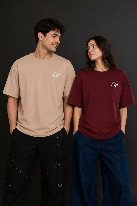 Couple Plain Drop Shoulder T-Shirt | OUTPUFF
