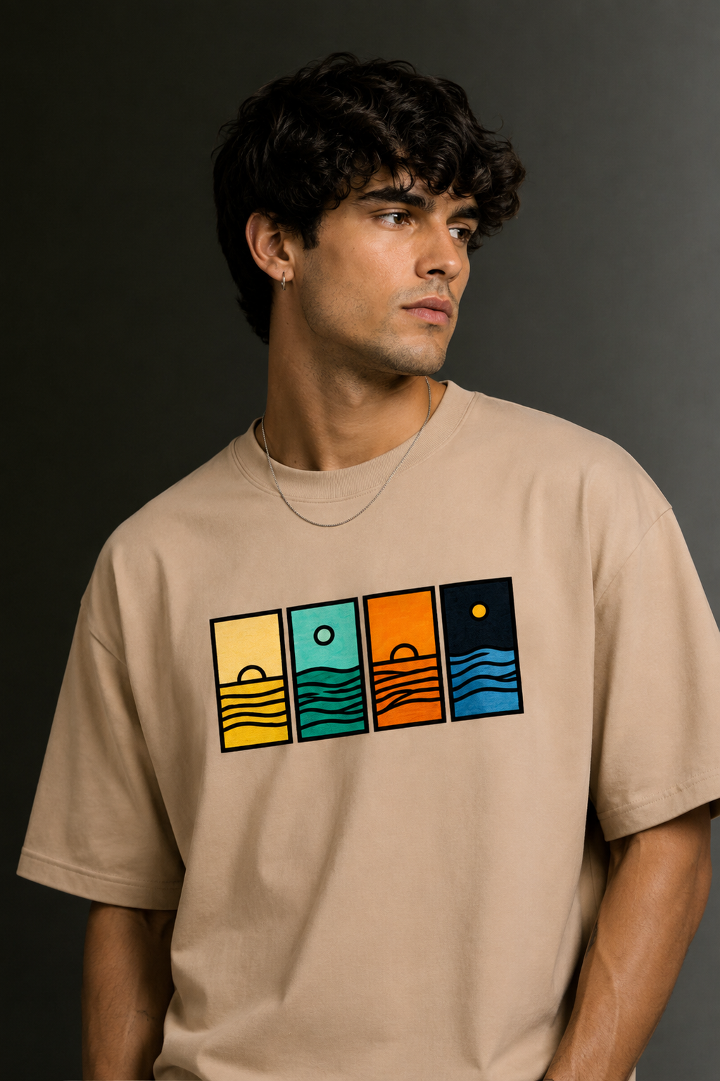 Men's Drop Shoulder Front Printed T-Shirt | Graphic Tee | OUTPUFF