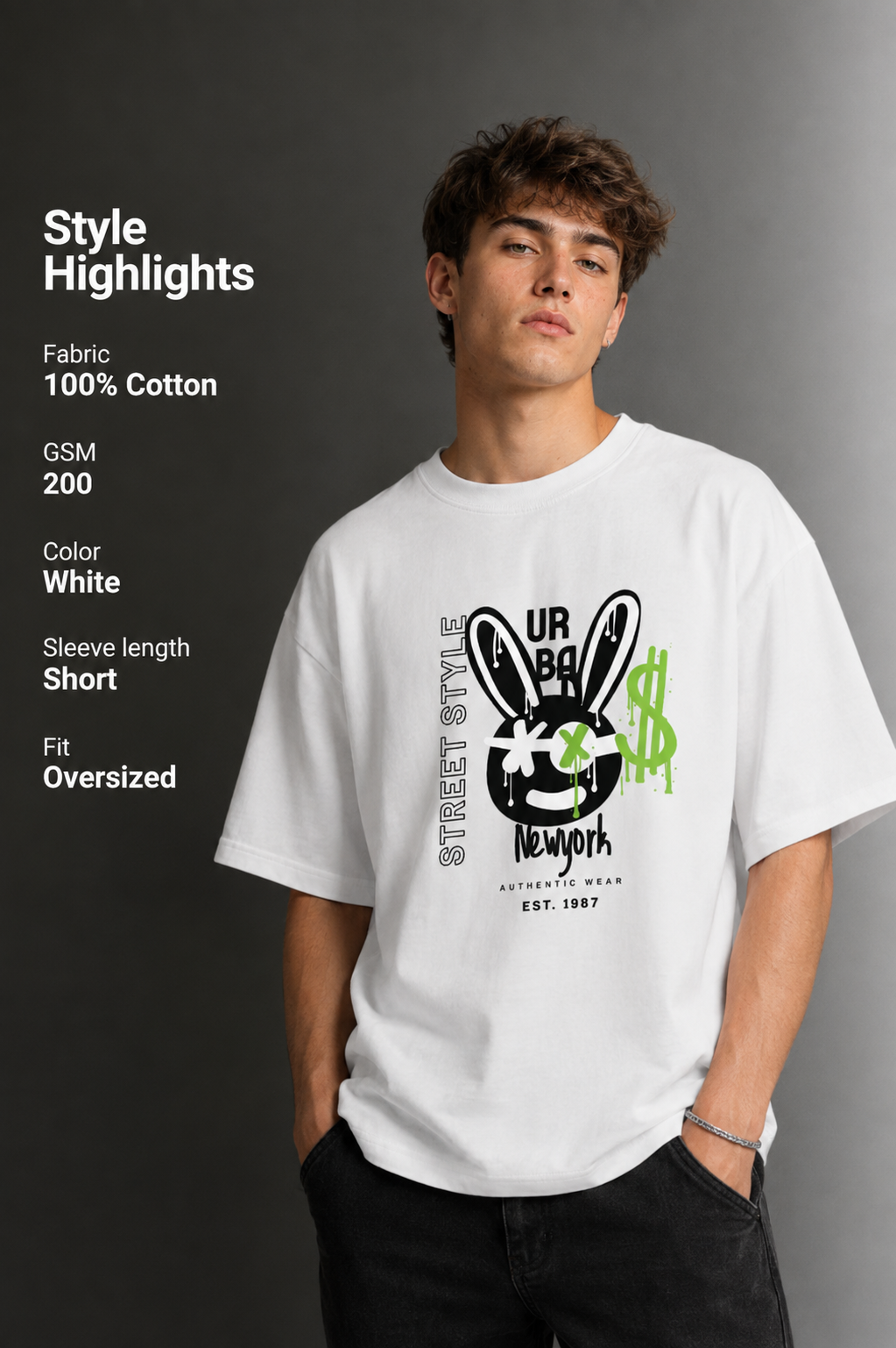 Men's Drop Shoulder Front Printed T-Shirt | Graphic Tee | OUTPUFF