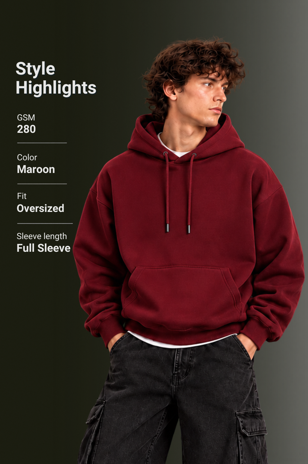 OUTPUFF Unisex Regular Fit Pullover Hoodie with Kangaroo Pocket