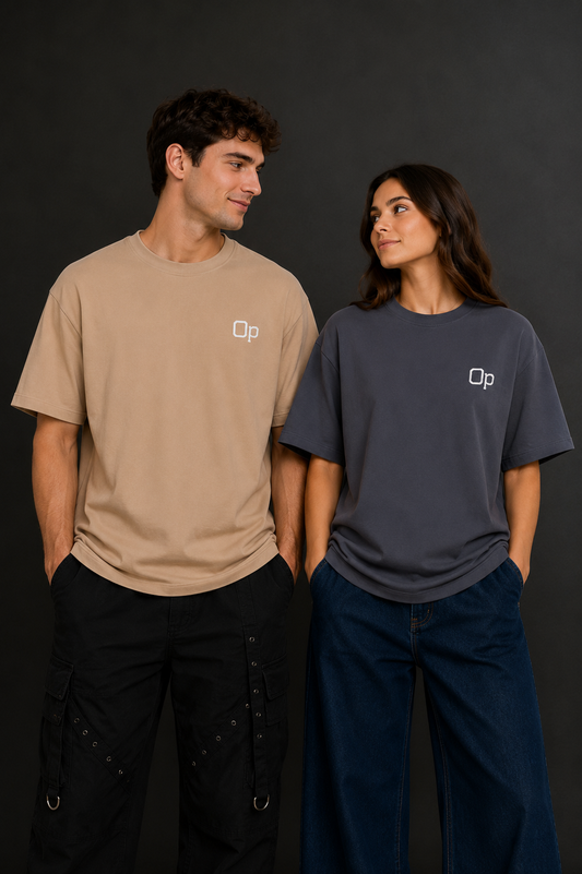Couple Plain Drop Shoulder T-Shirt | OUTPUFF