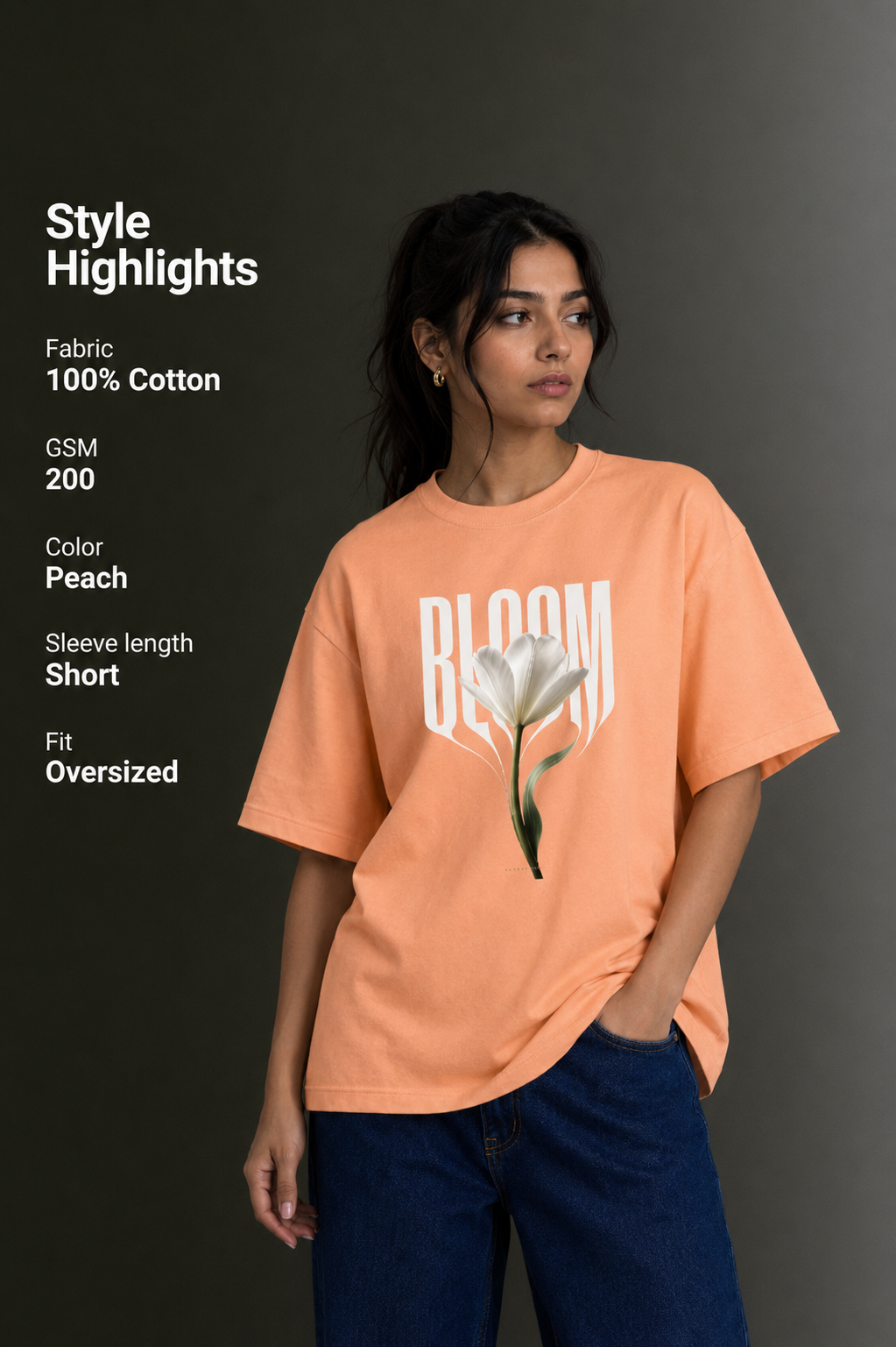 Women Drop Shoulder Front Printed T-Shirt | OUTPUFF