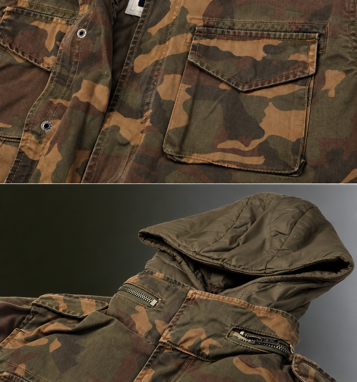OUTPUFF Men’s Cotton-Blend Field Jacket with Removable Quilted Liner
