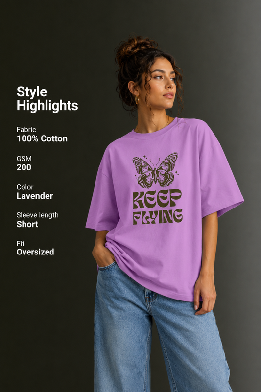 Women Drop Shoulder Front Printed T-Shirt | OUTPUFF