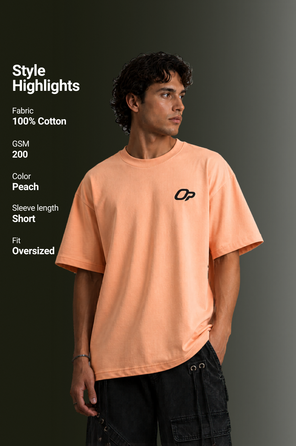 MENS DROP SHOULDER (PEACH)