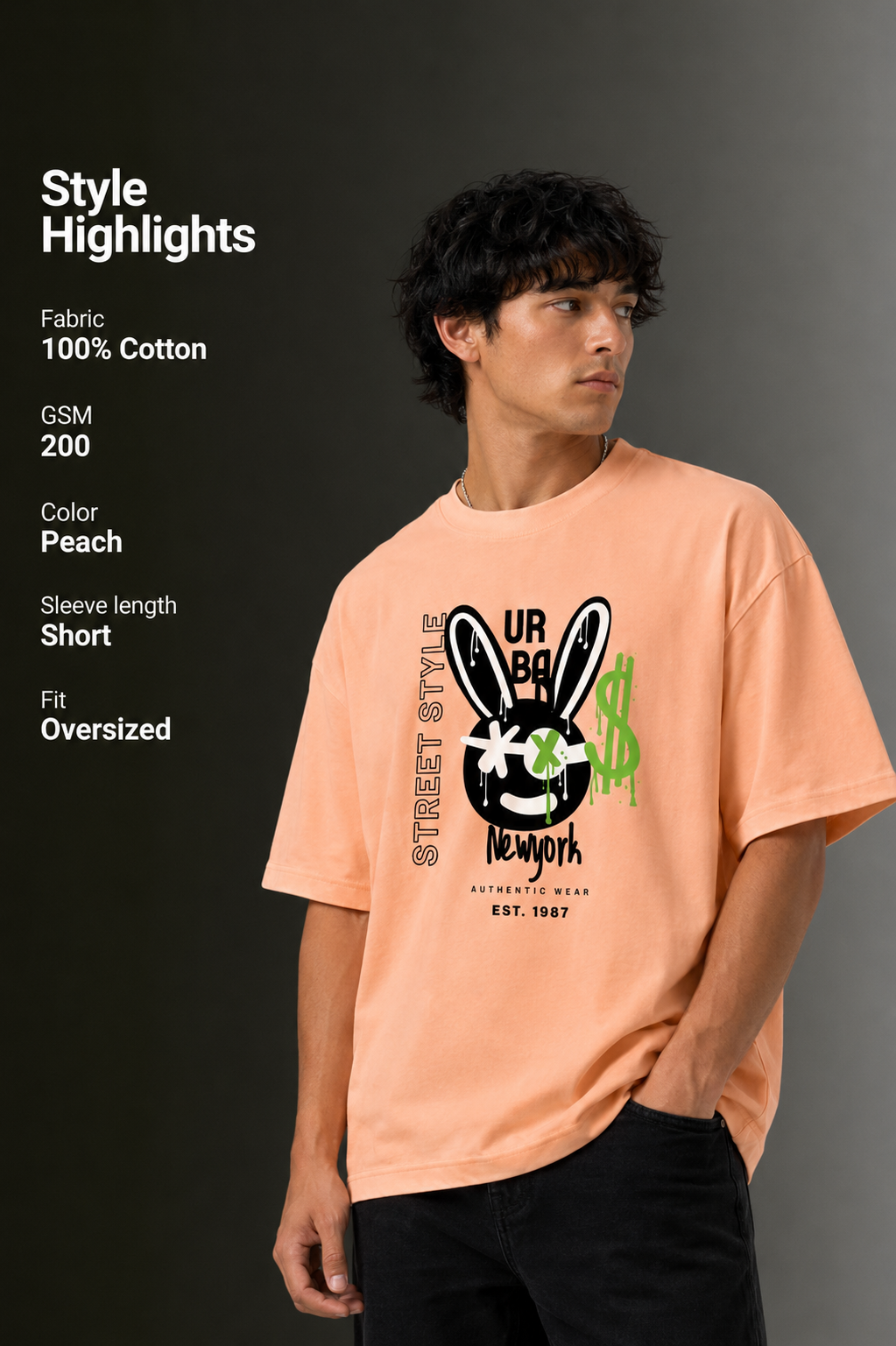 Men's Drop Shoulder Front Printed T-Shirt | Graphic Tee | OUTPUFF
