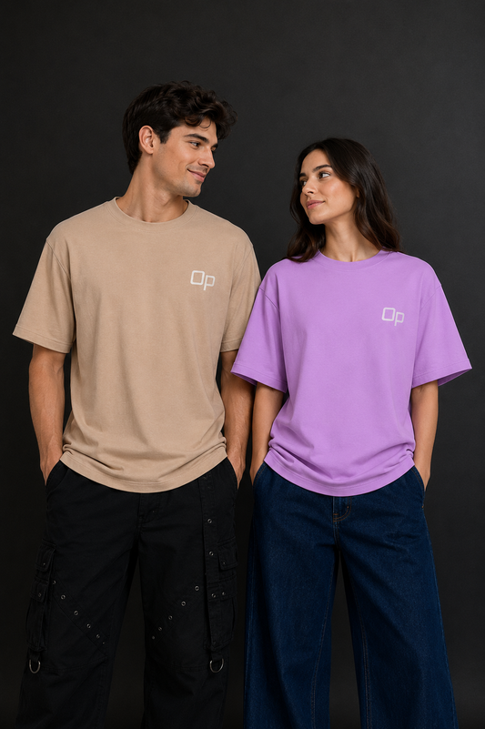 Couple Plain Drop Shoulder T-Shirt | OUTPUFF