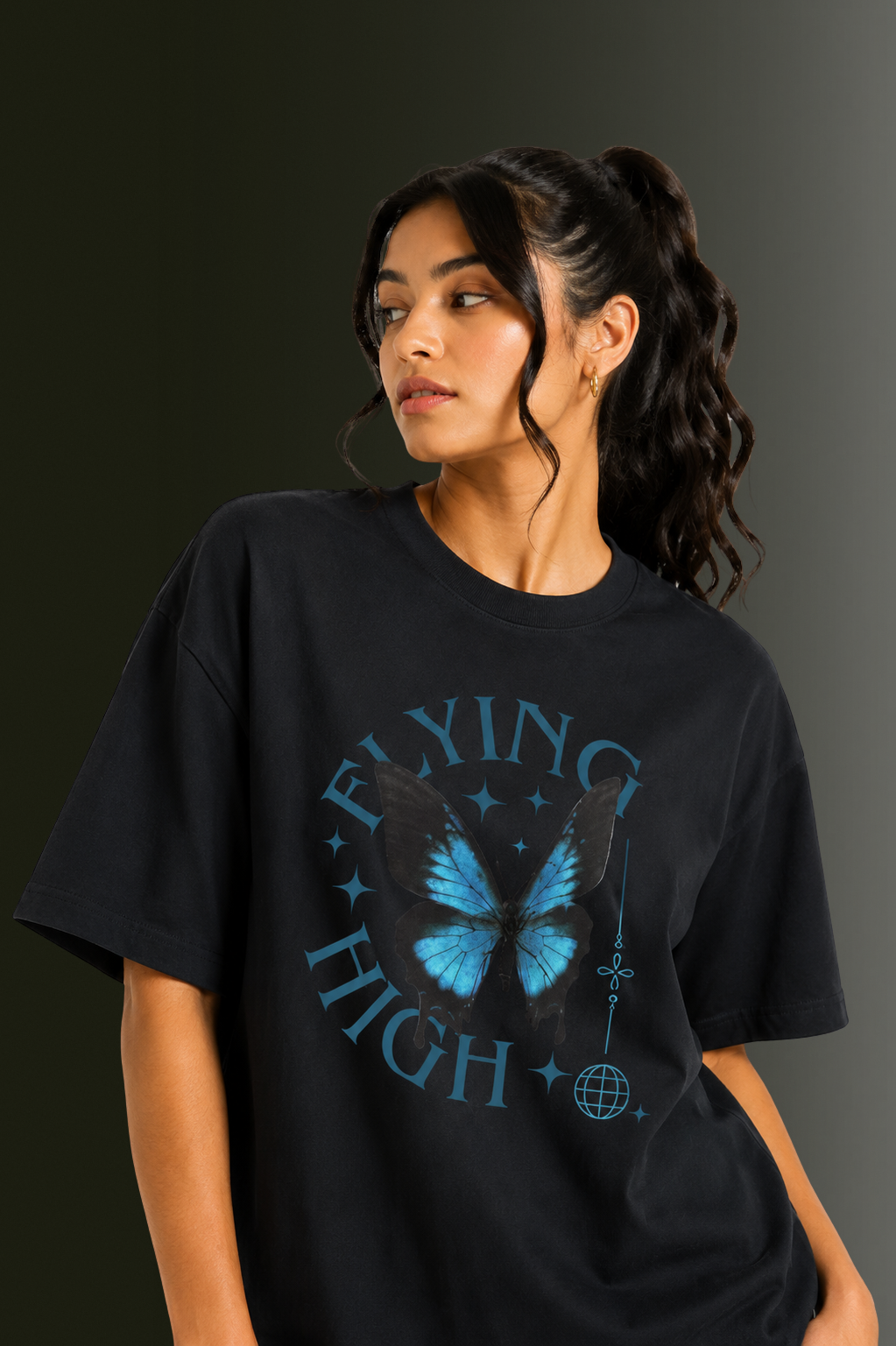 Women Drop Shoulder Front Printed T-Shirt | OUTPUFF