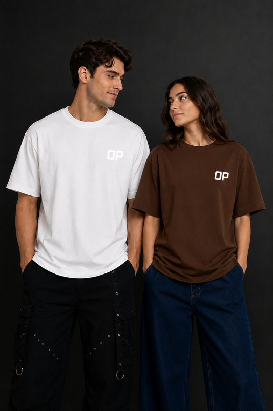 Couple Plain Drop Shoulder T-Shirt | OUTPUFF