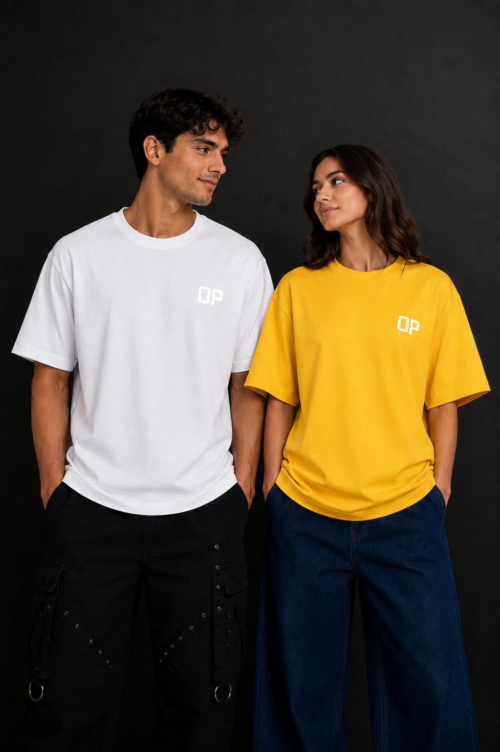 Couple Plain Drop Shoulder T-Shirt | OUTPUFF