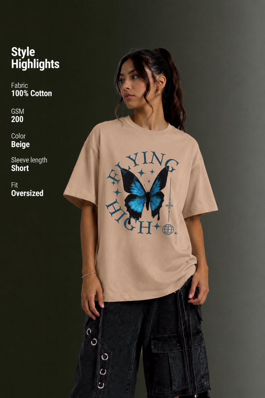 Women Drop Shoulder Front Printed T-Shirt | OUTPUFF