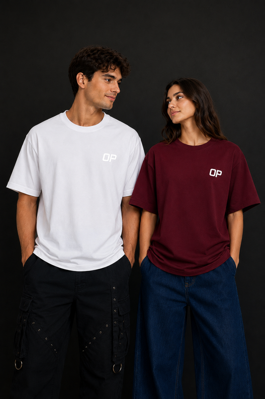 Couple Plain Drop Shoulder T-Shirt | OUTPUFF