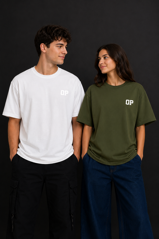 Couple Plain Drop Shoulder T-Shirt | OUTPUFF