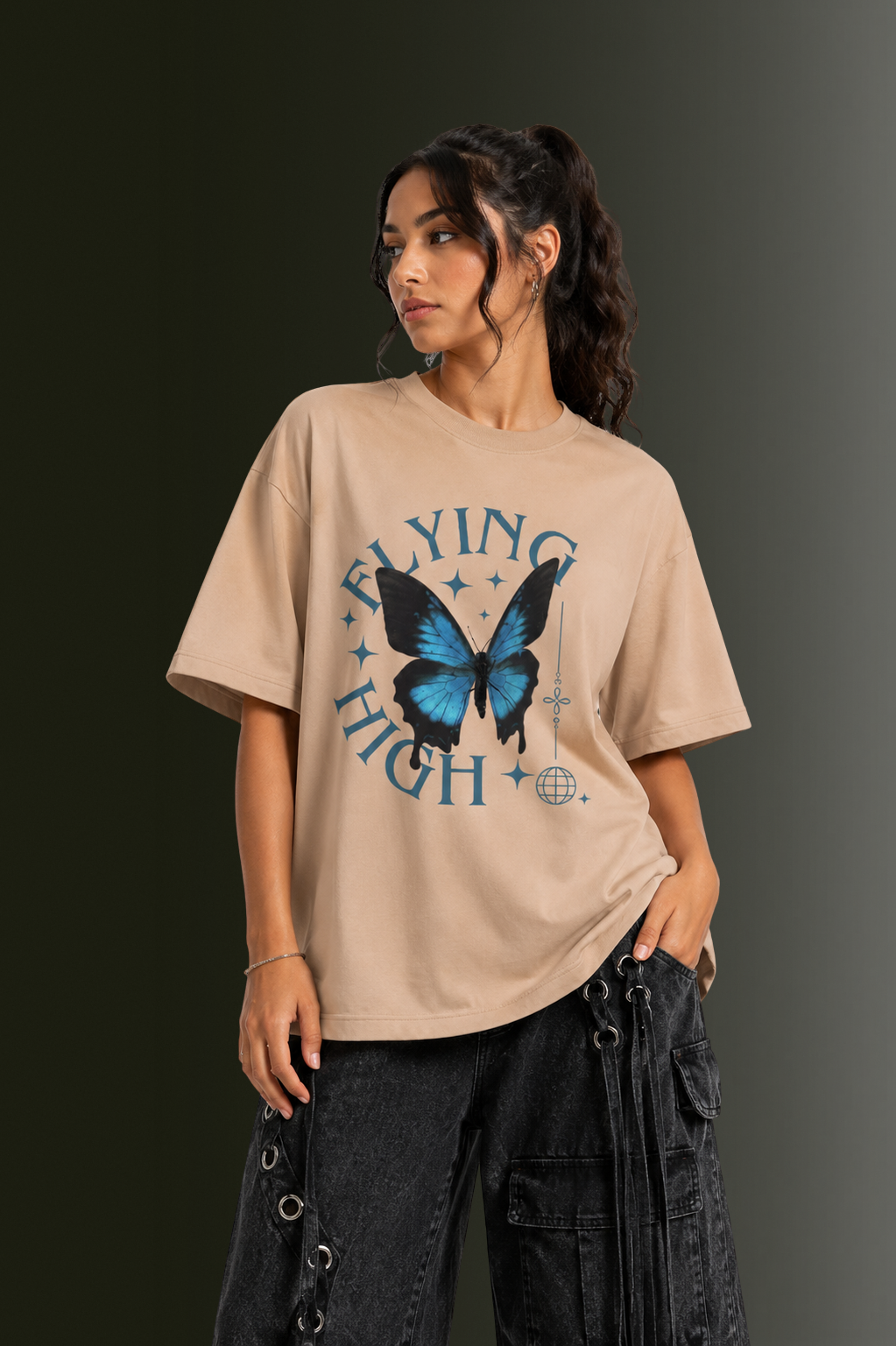Women Drop Shoulder Front Printed T-Shirt | OUTPUFF