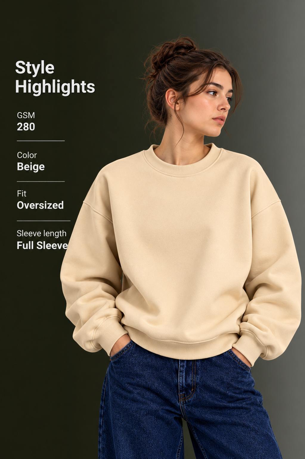 OUTPUFF Oversized Drop Shoulder Crew Neck Sweatshirt