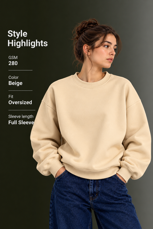 OUTPUFF Oversized Drop Shoulder Crew Neck Sweatshirt