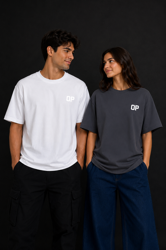 Couple Plain Drop Shoulder T-Shirt | OUTPUFF