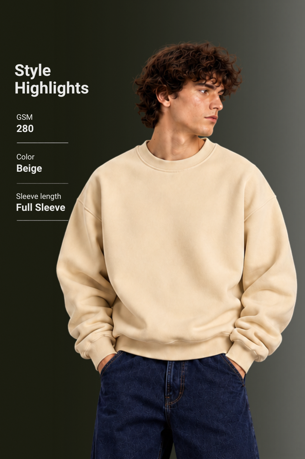 OUTPUFF Oversized Drop Shoulder Crew Neck Sweatshirt