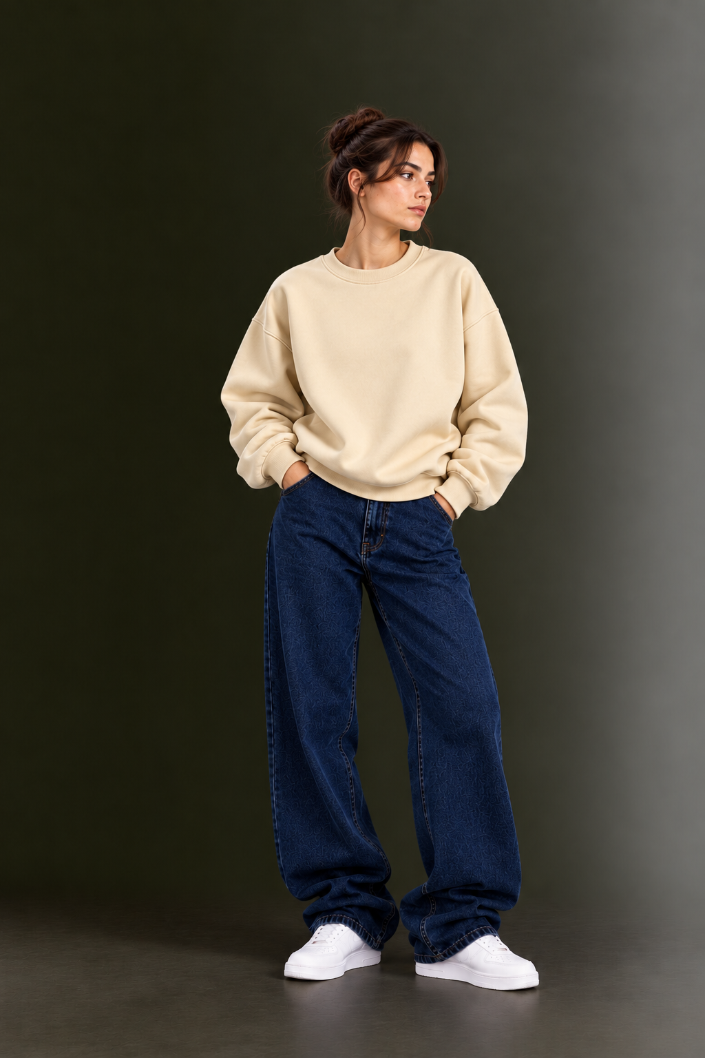 OUTPUFF Oversized Drop Shoulder Crew Neck Sweatshirt