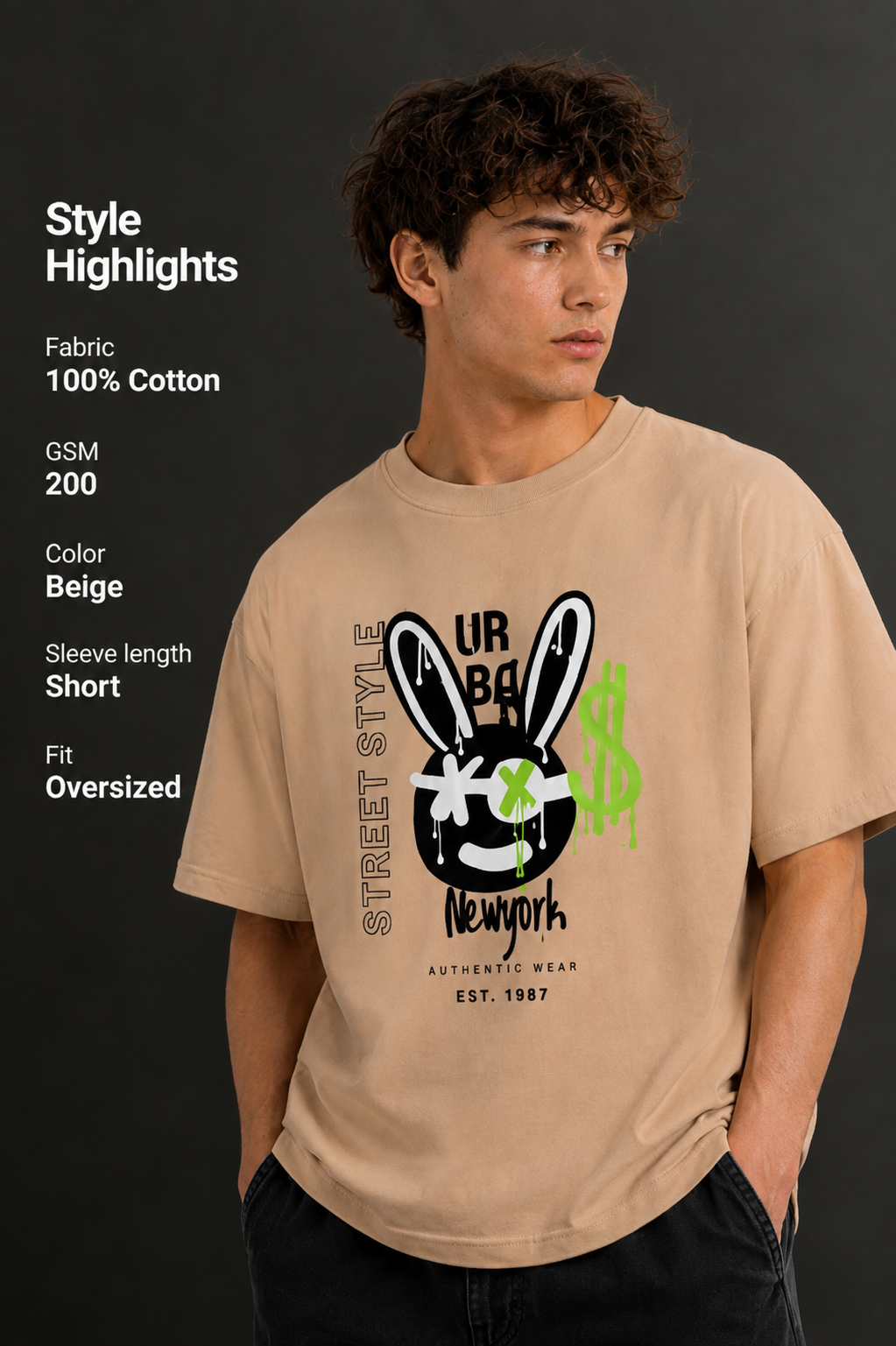 Men's Drop Shoulder Front Printed T-Shirt | Graphic Tee | OUTPUFF