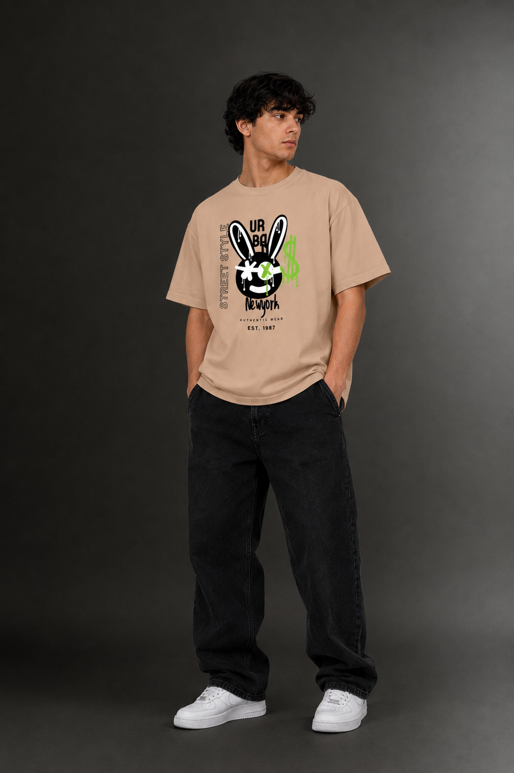 Men's Drop Shoulder Front Printed T-Shirt | Graphic Tee | OUTPUFF