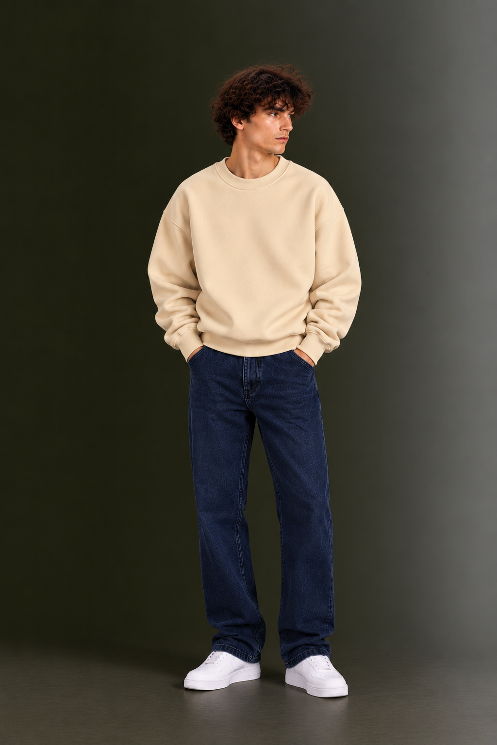 OUTPUFF Oversized Drop Shoulder Crew Neck Sweatshirt