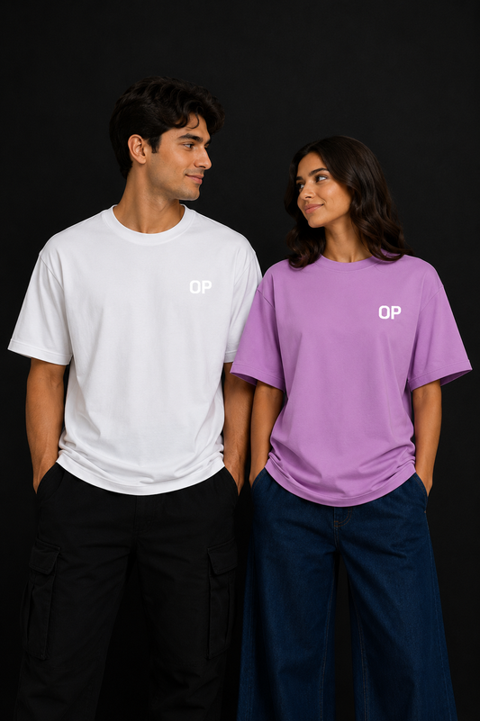Couple Plain Drop Shoulder T-Shirt | OUTPUFF