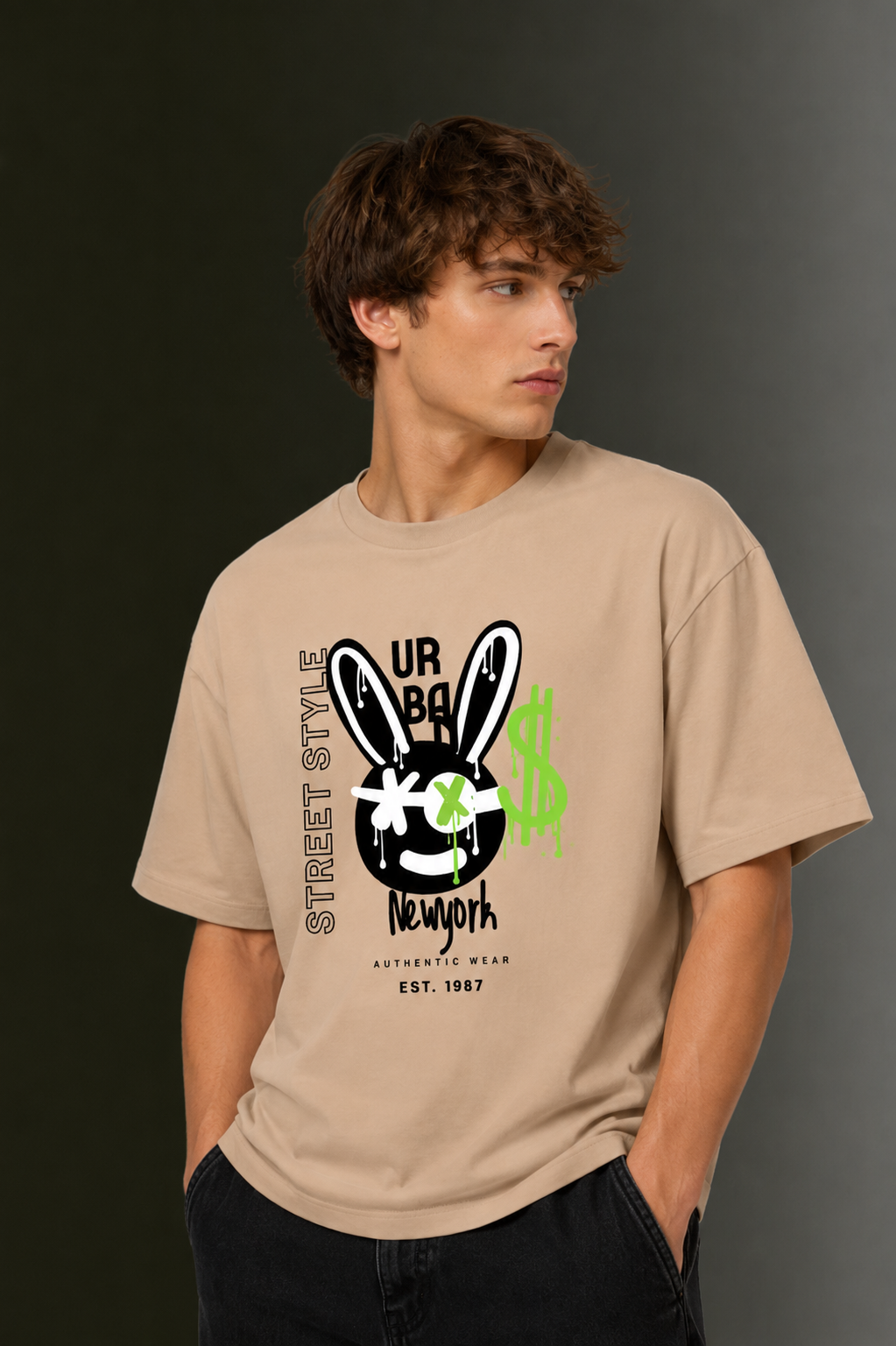 Men's Drop Shoulder Front Printed T-Shirt | Graphic Tee | OUTPUFF