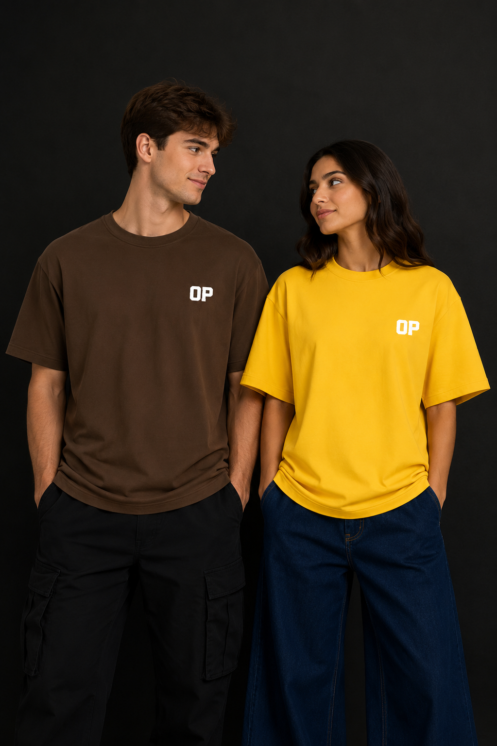 Couple Plain Drop Shoulder T-Shirt | OUTPUFF