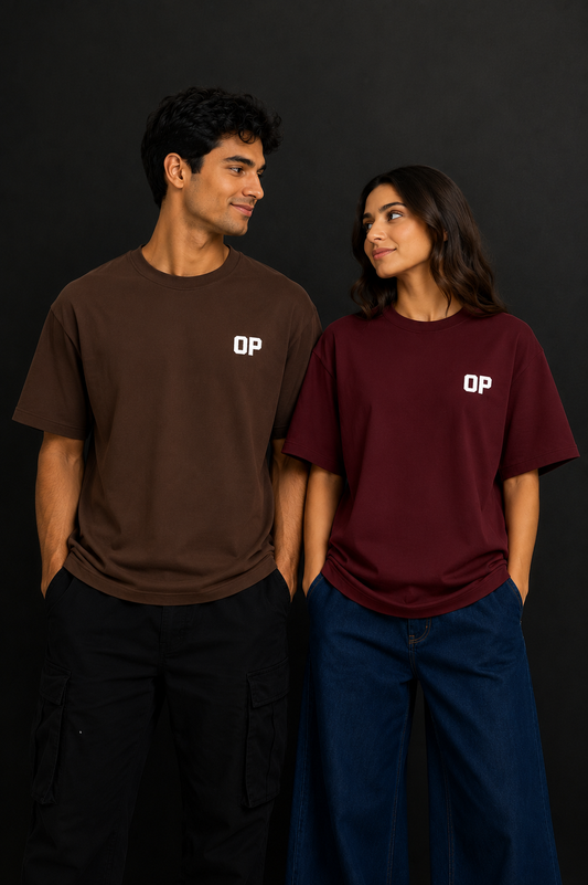 Couple Plain Drop Shoulder T-Shirt | OUTPUFF