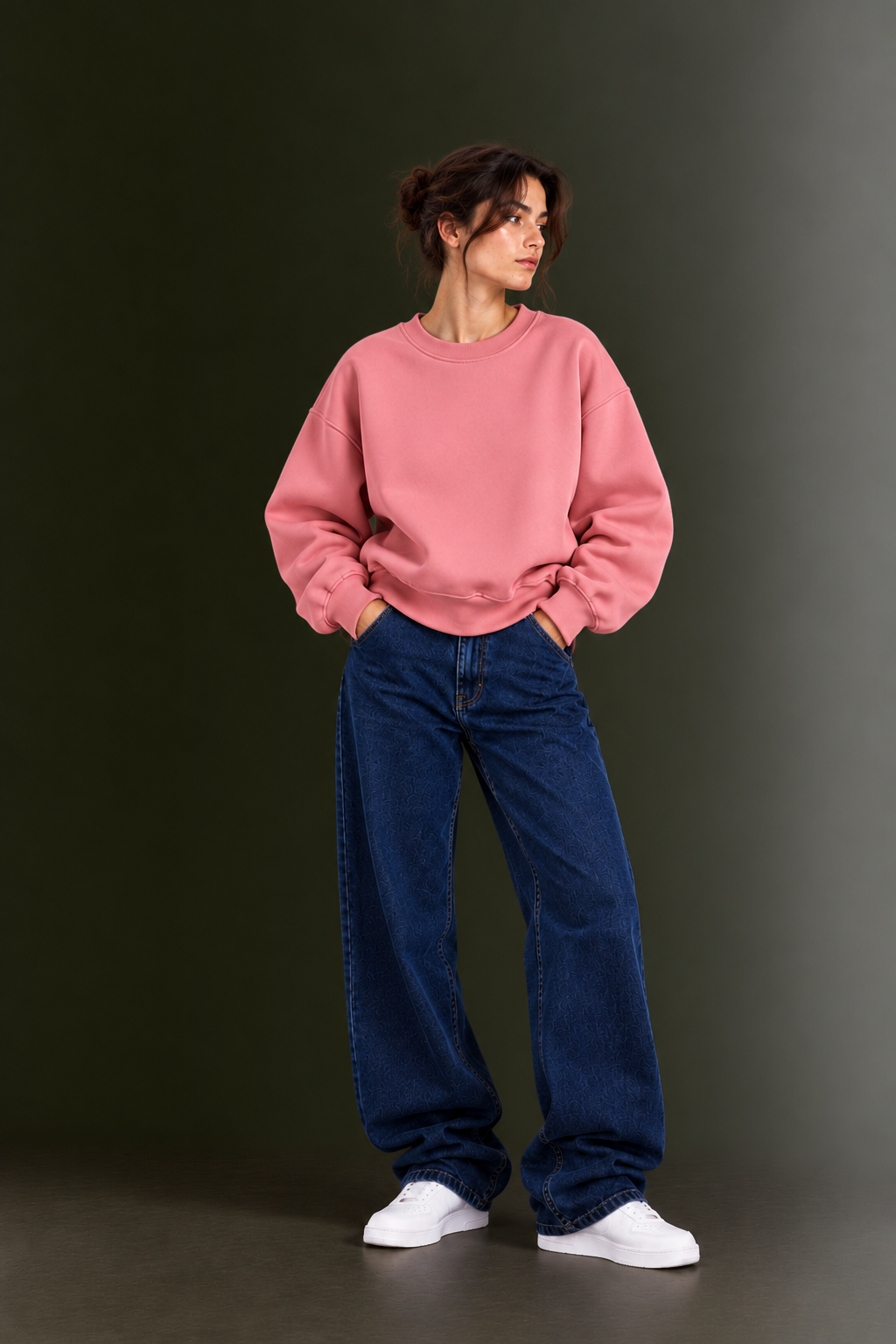 OUTPUFF Oversized Drop Shoulder Crew Neck Sweatshirt