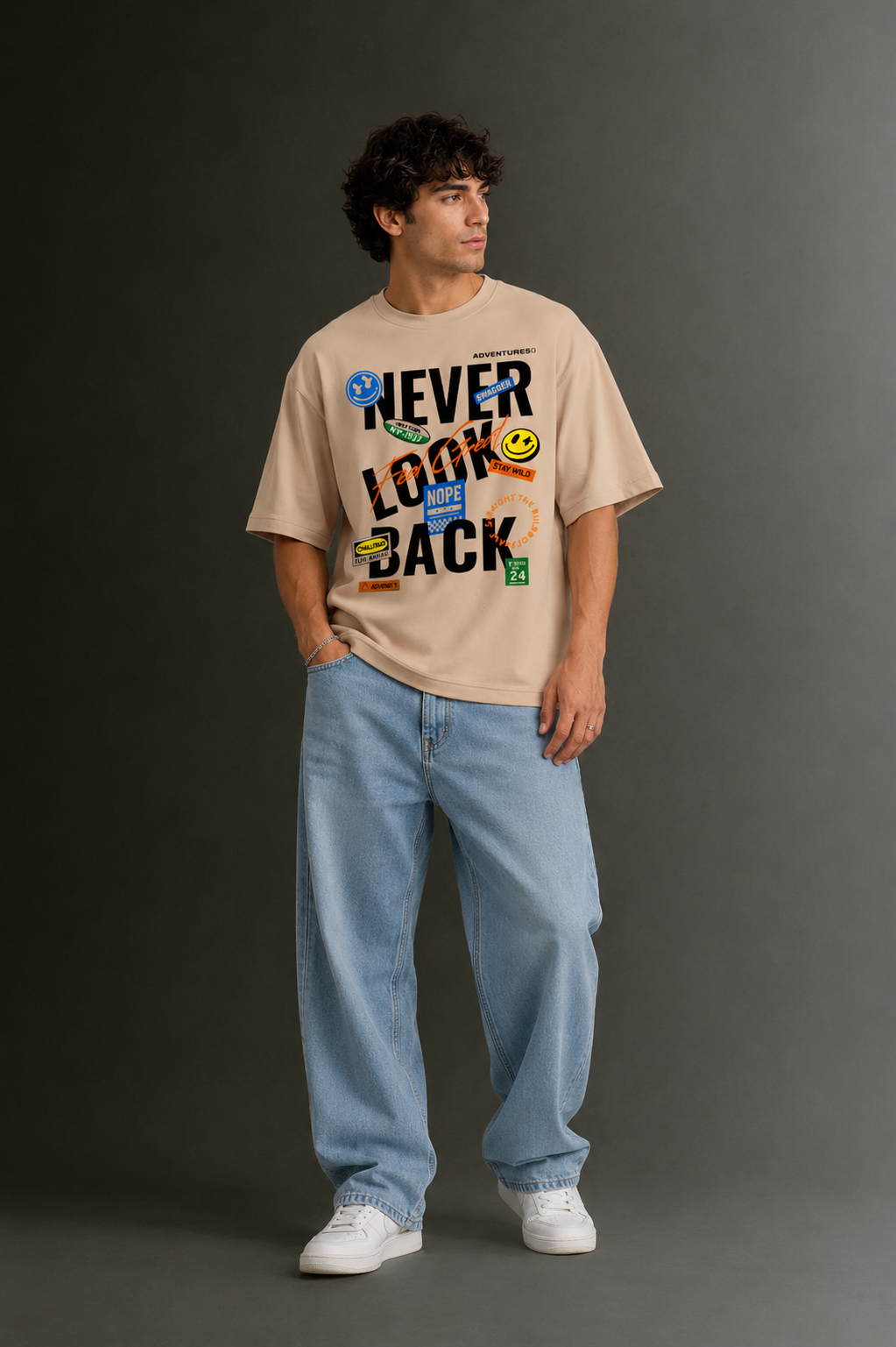 Men's Drop Shoulder Front Printed T-Shirt | Graphic Tee | OUTPUFF