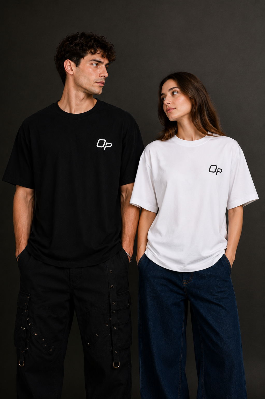 Couple Plain Drop Shoulder T-Shirt | OUTPUFF