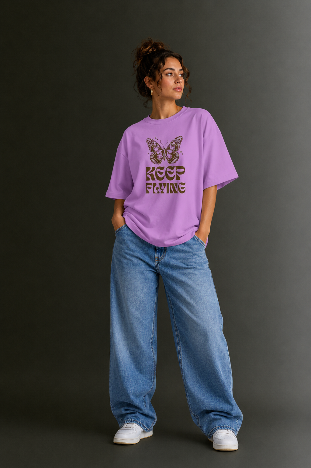Women Drop Shoulder Front Printed T-Shirt | OUTPUFF