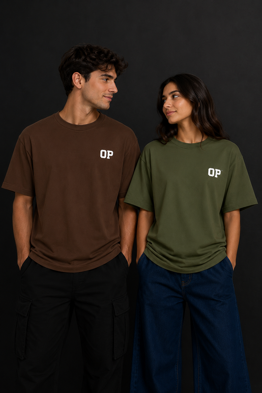 Couple Plain Drop Shoulder T-Shirt | OUTPUFF
