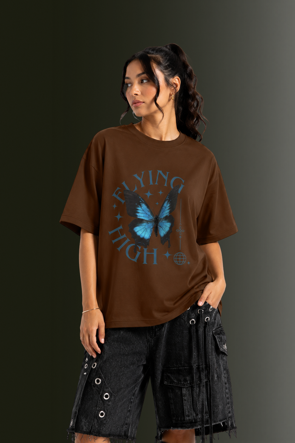Women Drop Shoulder Front Printed T-Shirt | OUTPUFF