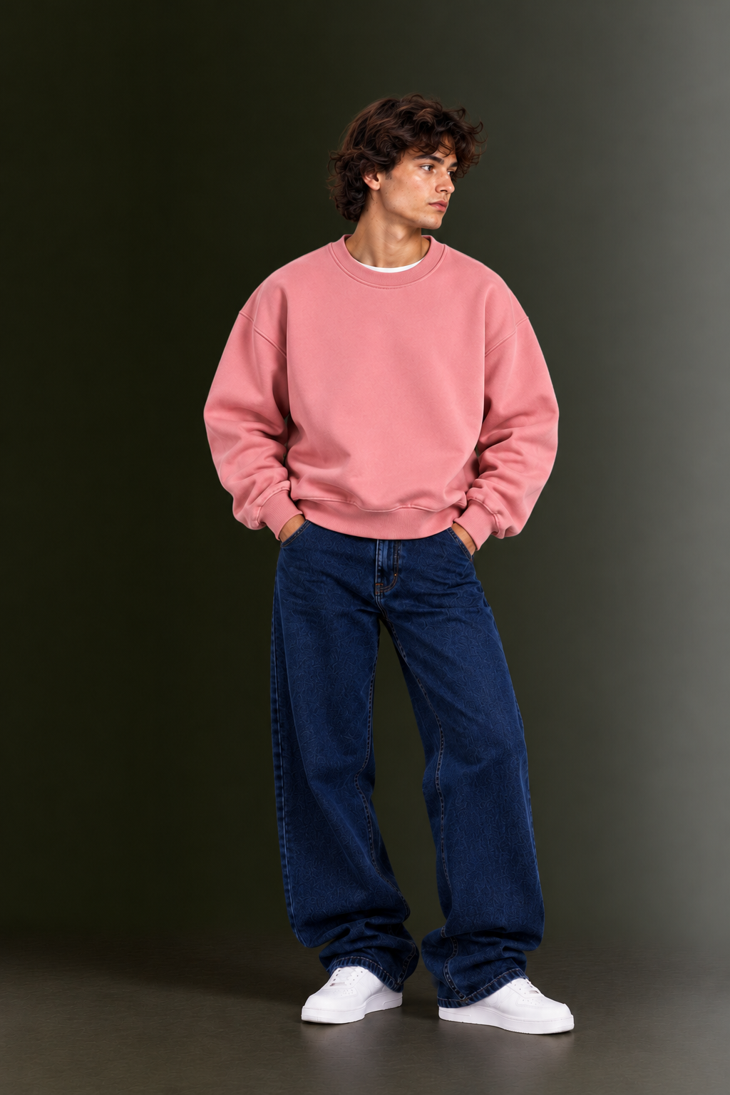 OUTPUFF Oversized Drop Shoulder Crew Neck Sweatshirt