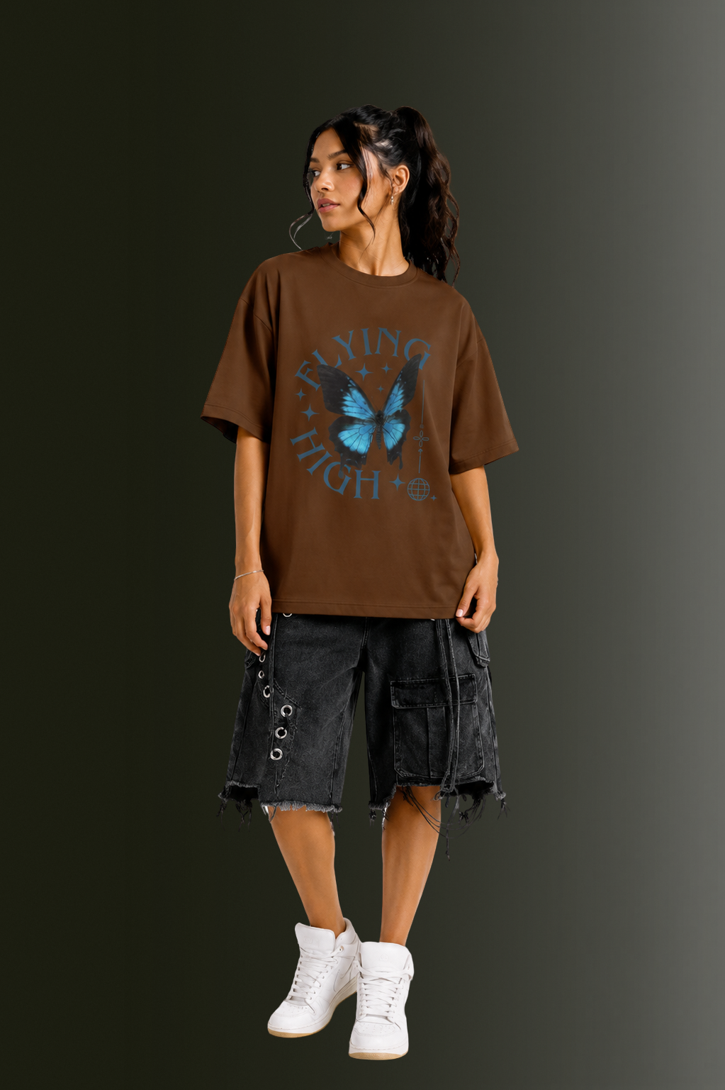 Women Drop Shoulder Front Printed T-Shirt | OUTPUFF