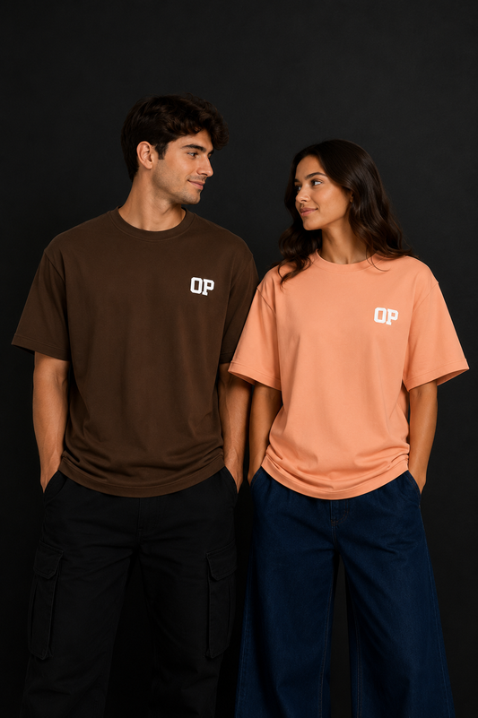 Couple Plain Drop Shoulder T-Shirt | OUTPUFF