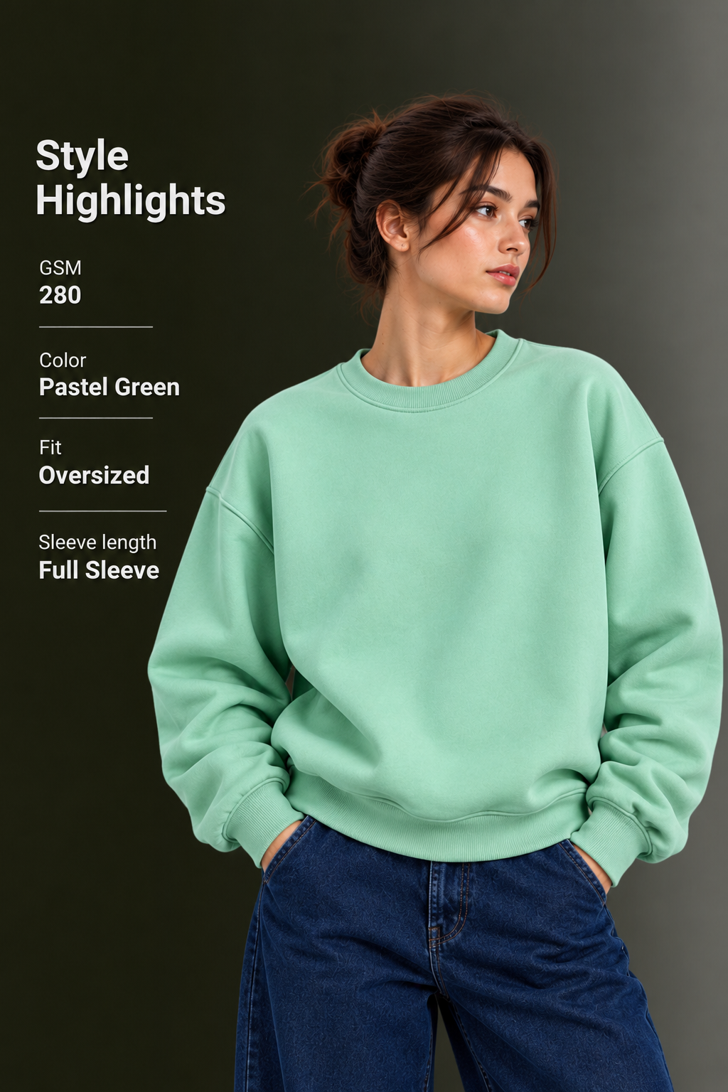 OUTPUFF Oversized Drop Shoulder Crew Neck Sweatshirt
