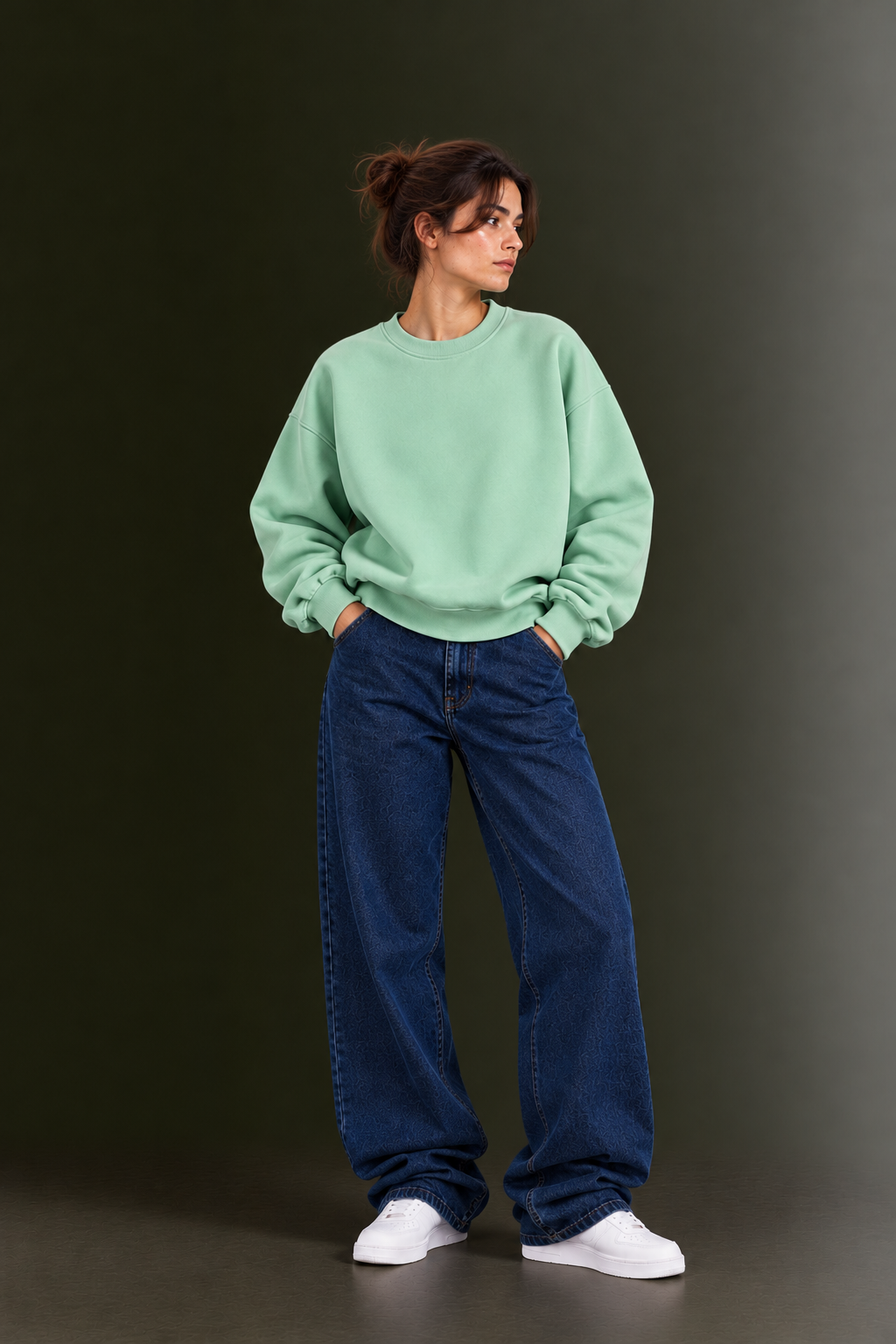 OUTPUFF Oversized Drop Shoulder Crew Neck Sweatshirt